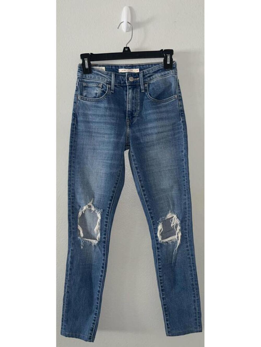 Levi's 721 High Rise Skinny Ankle Ripped Distressed Jeans Women's Size 28 Grunge
